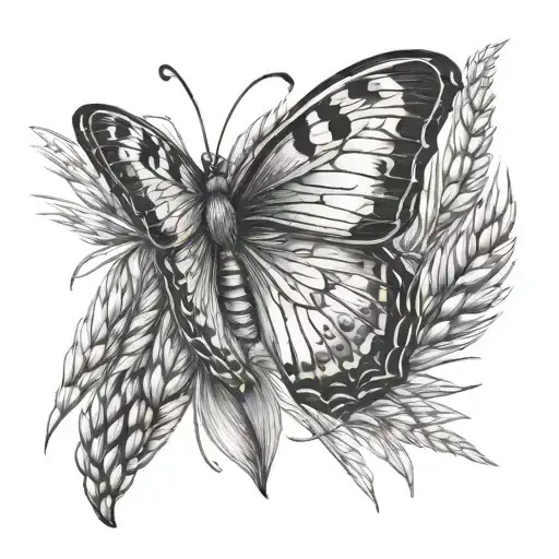 Butterfly With A Wheat Ear Wing