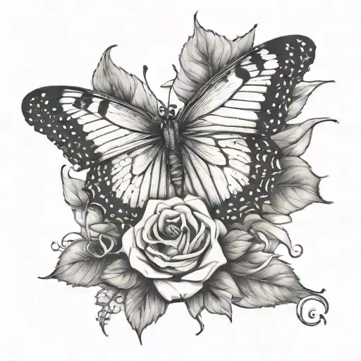 Butterfly With A Corncob Wing And A Rose