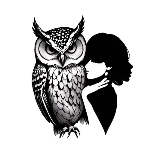 Owl Hugging A Human Silhoutte