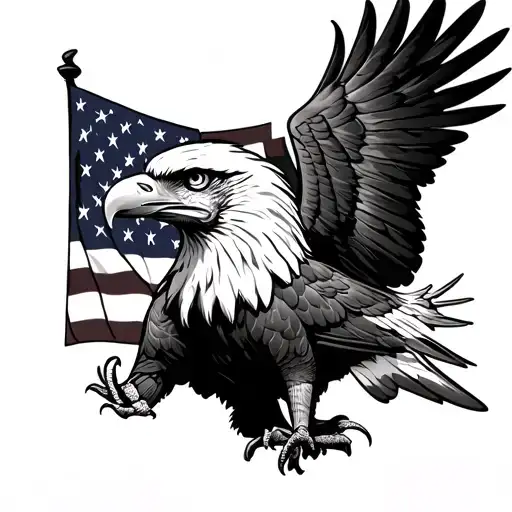 Eagle With American Flag