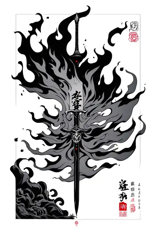 Tanjiro Nichirin Sword Flames Hanafuda