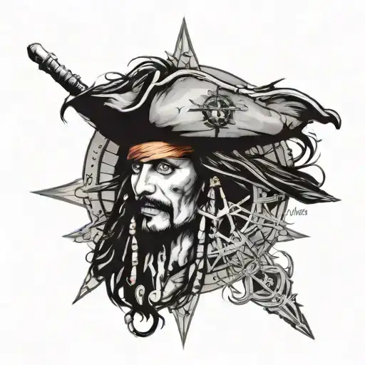 Jack Sparrow Compass Rose With Intricate Details