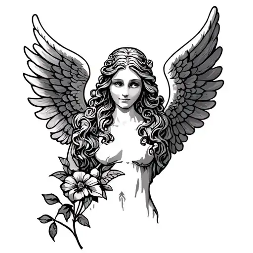 2X2 Inch Tattoo Angel For Mom