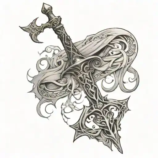 Gandalfs Staff And Aragorns Sword In An X