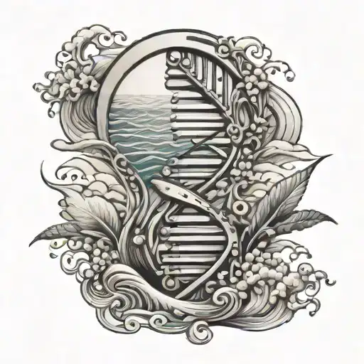 Dna With Waves Crashing Showing Love For The Ocean
