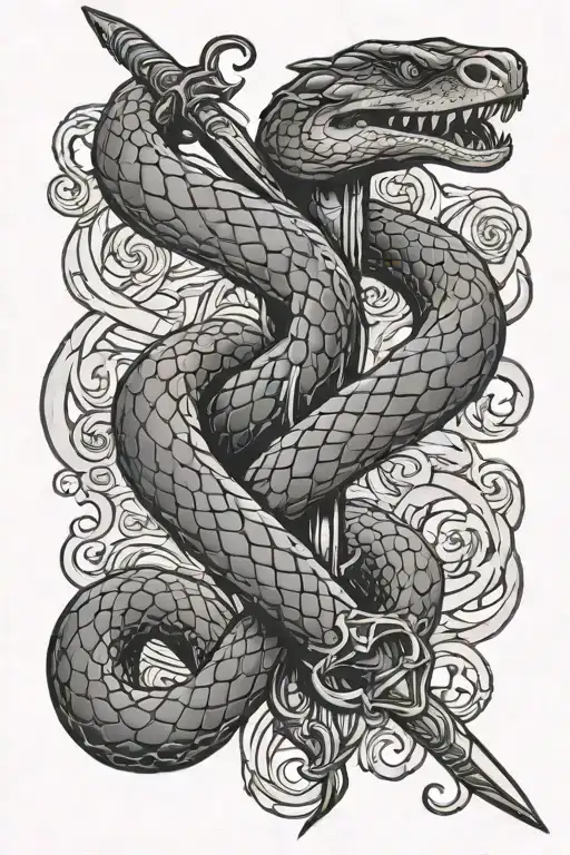 Snake On Sword