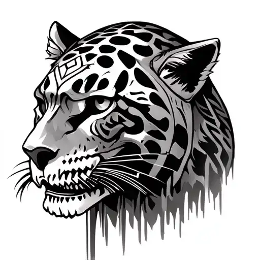 Aztec Skull Wearing Jaguar