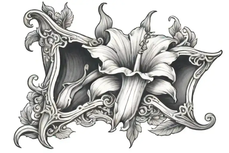 Angel Trumpet Flower Chest Tattoo Design