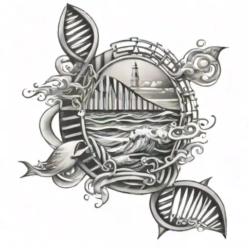 Dna With Waves Crashing Showing Love For The Ocean