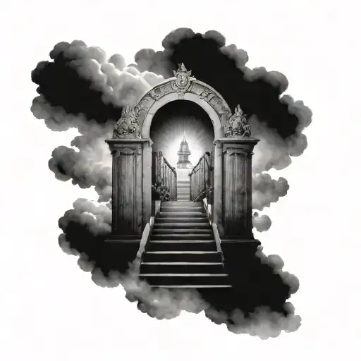 Heavens Gate With Stairs Going Into Heaven