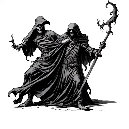Grim Reaper Being Pushed Away By Fit Man