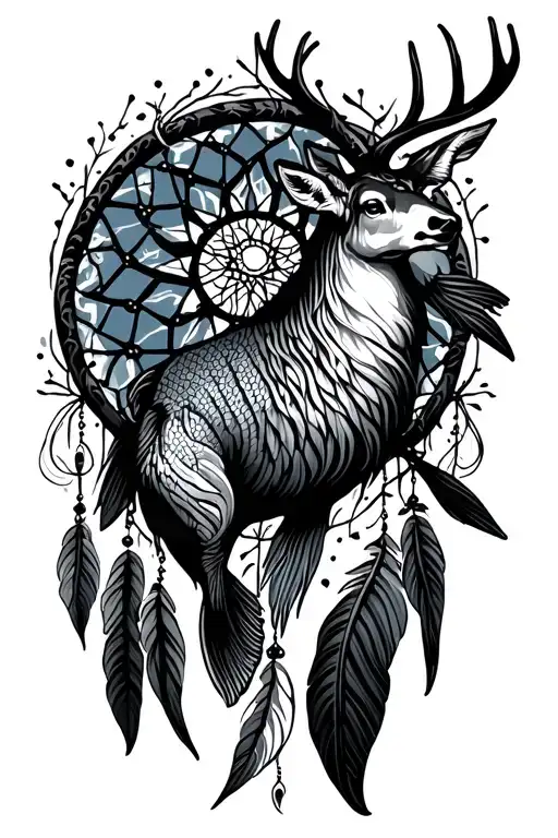 Deer Fish Dream Catcher Entangled