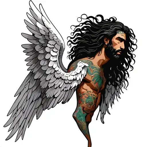 Rasta Man Angel With Wind Hair Wings