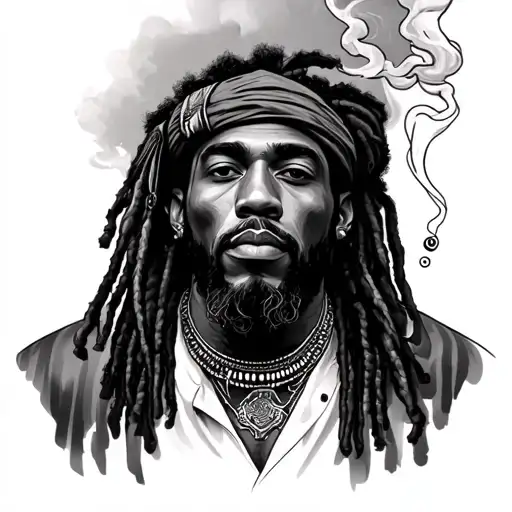 Beautiful Black Rasta Man Smoking