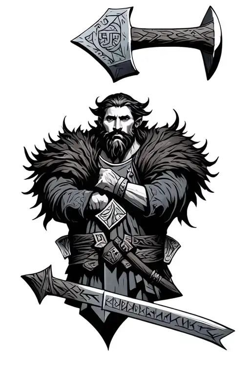 Nordic Smith With Anivil And Hammer Ingraved With Runes