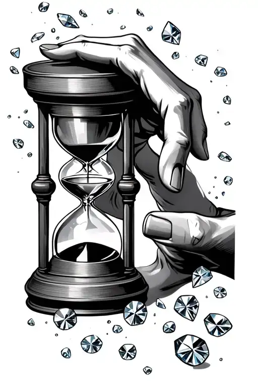 Hourglass With Diamonds Being Dropped In By A Hand