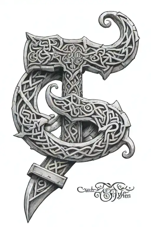 Hunnin And Munnin Around A Vegsivir With Mjolnir Beneath Intertwined With Celtic Knotwork