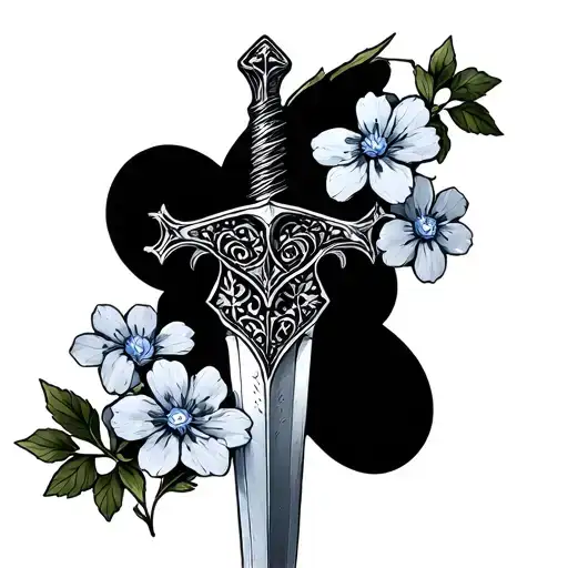 Dagger With Forget Me Nots Surrounding