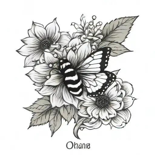 Small Sunflower Small Butterfly Small Lady Bug With The Word Ohana