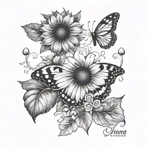 Small Sunflower Small Butterfly Small Ladybug And The Word Ohana