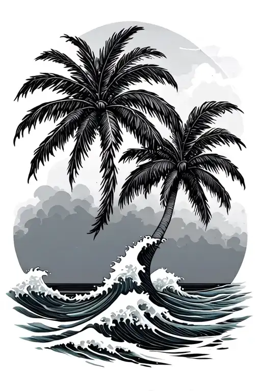 Waves Palm Tree