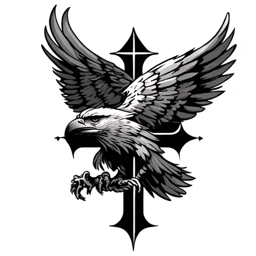 Noble Eagle With Cross Intertwined