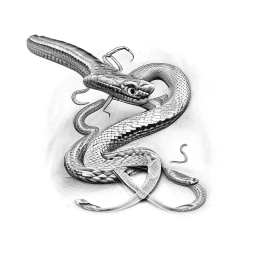 Serpent Going Up And Around The Blade Of A Dagger