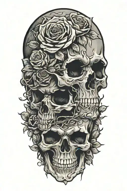 Skull And Roses Intertwined