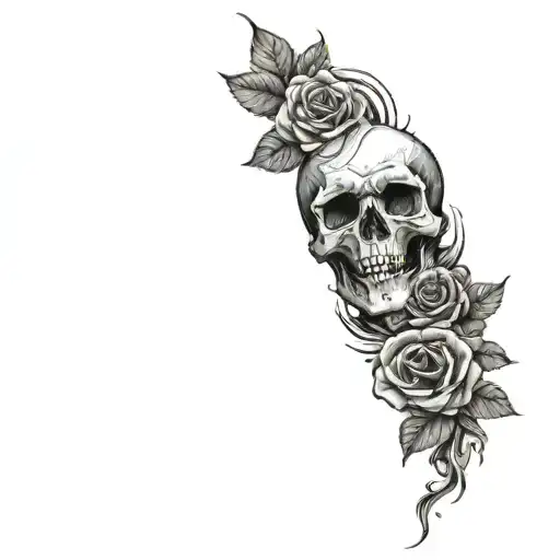 Skull And Roses Intertwined