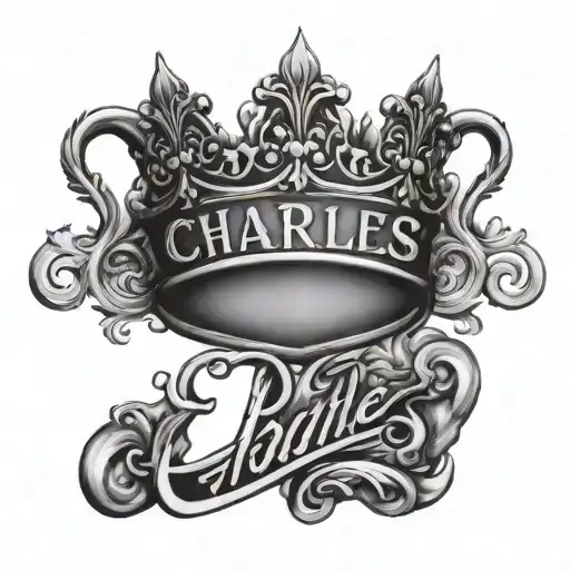 Charles Name Written With Crown Surrounded