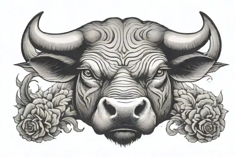 Front Face Bull With Blue Eyes Looking