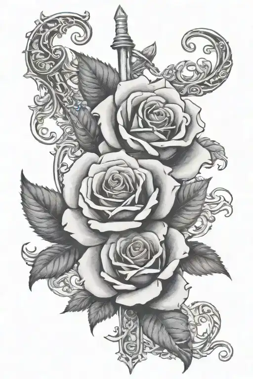 Psalm 23 With Roses Intertwined With Sword Piercing