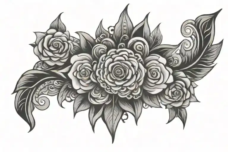 Maya Line Art Tattoo Featuring