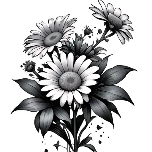 Cardnial And Daisy Flowers Blooming