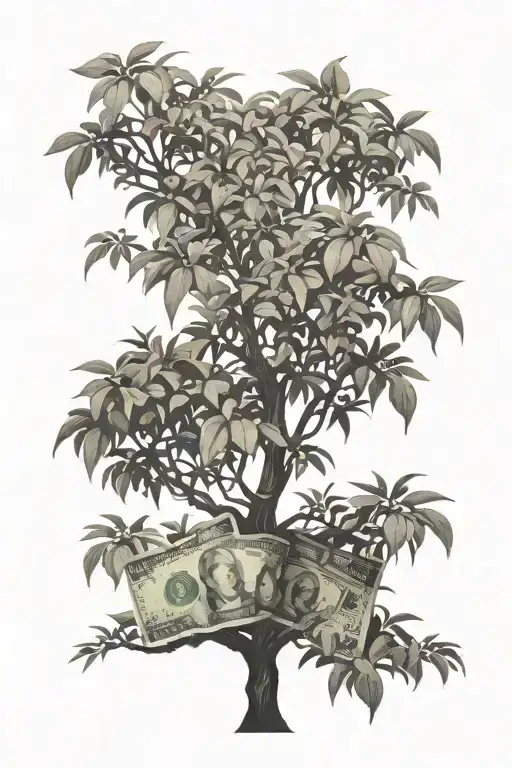 Realistic Money Tree Silhouette
