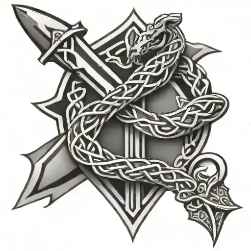 Celtic Knot Handle Dagger With Snake