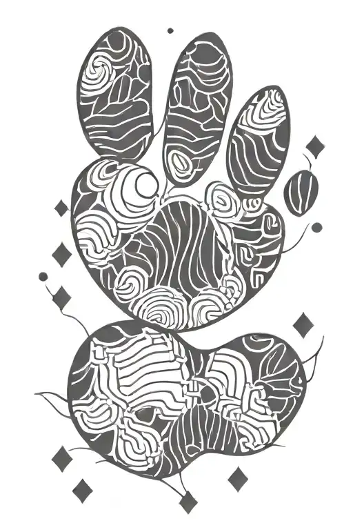 Cat Paw Print Filled Geometric Pattern Resembling