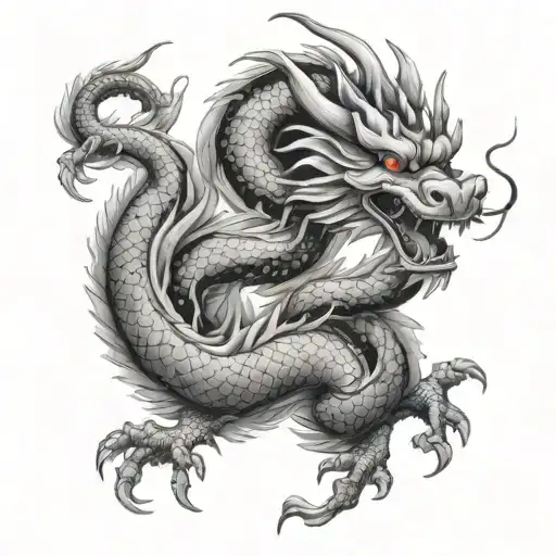 Japanese Dragon In Water