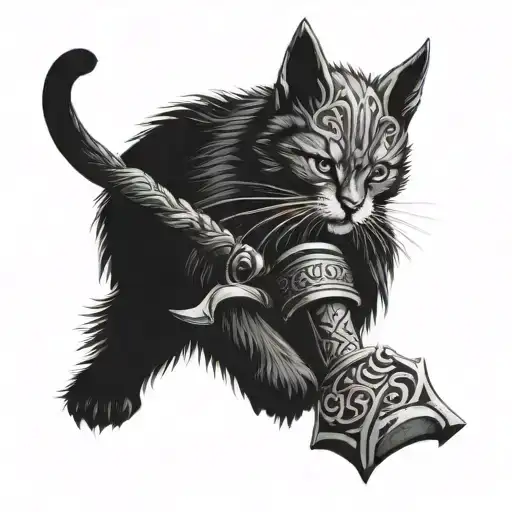 Viking Cat With Thors Hammer