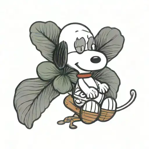 Snoopy Holding A Clover Cute Style