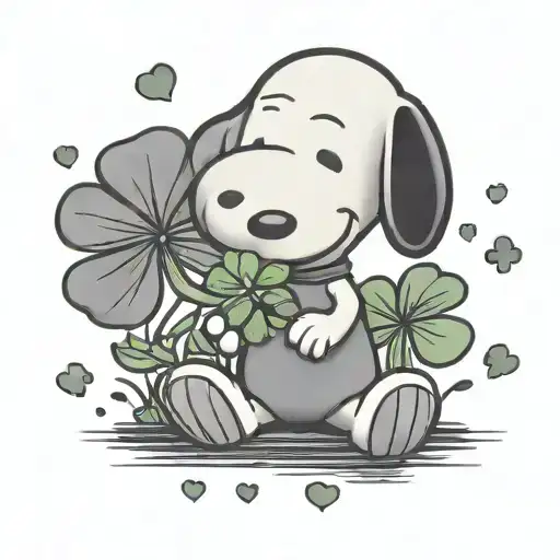 Snoopy Holding A Clover Cute Kawaii Style