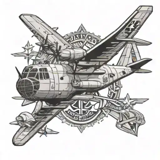 Ac-130 Airplane With Airforce Symbol And Senior Airmen Ranks