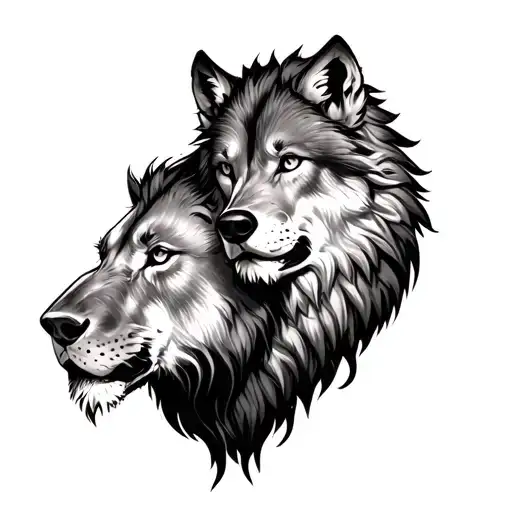 Wolf Vs Lion Calf Tattoos Style