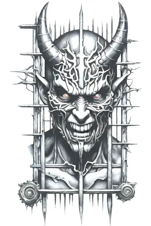 Demon Eyes Locked Behind Bars Trying To Break Out