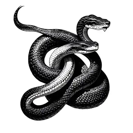 Two Snakes Connected At Body Make One Snake