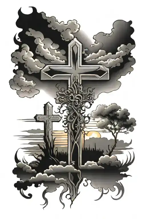 Cross And Sunset Sky