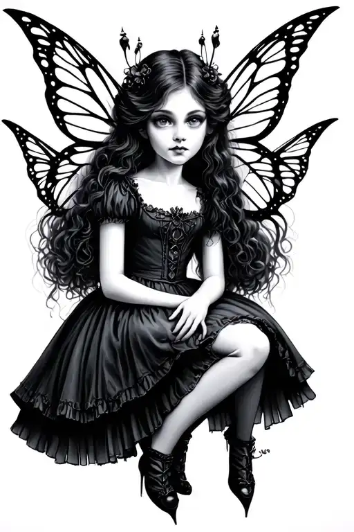 Gothic Alice In Wonderland With Fairy Wings