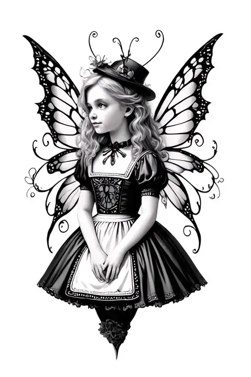 Gothic Alice In Wonderland With Fairy Wings