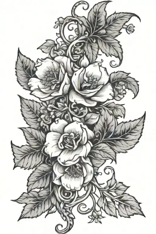 May Birth Flower And Vines On Spine