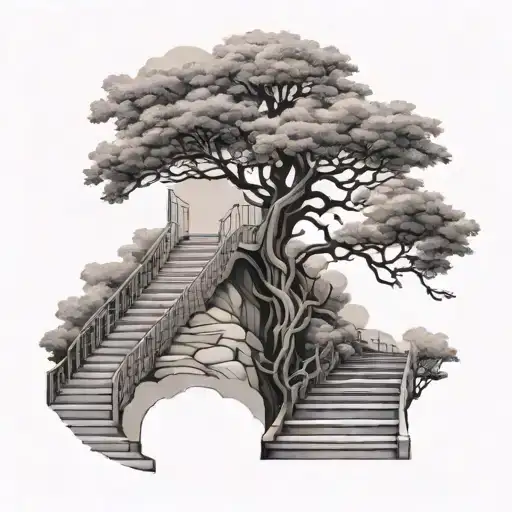 Stairs Leading Down To Tree
